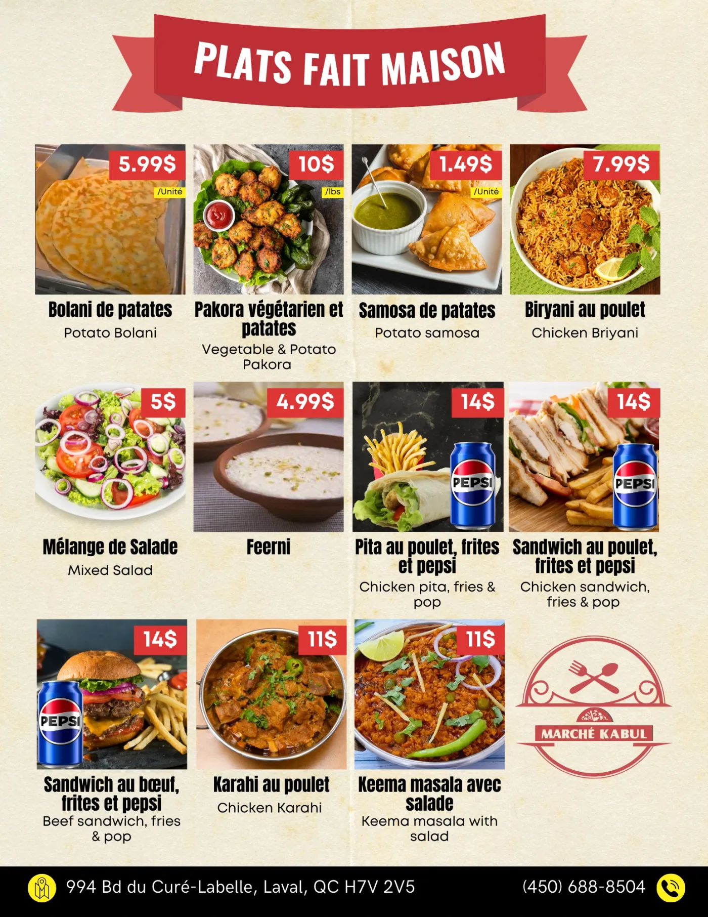 Plats faits maison — Marché Kabul